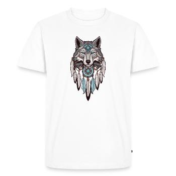 Loup Attrape-rêves - T-shirt Premium bio Homme - blanc - Devant - Nico (187cm)