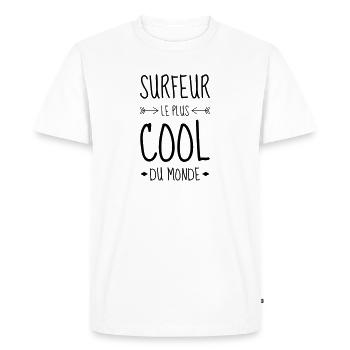 surf / surfeur / surfer / plage - T-shirt Premium bio Homme - blanc - Devant - Nico (187cm)