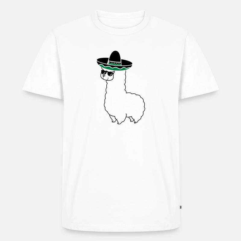 lama_mexico_2 - Männer Premium Bio T-Shirt - Weiß