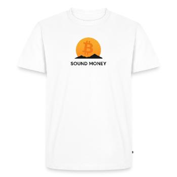 Bitcoin Sunset Mountain - Men's Premium Organic T-Shirt - white - Front - Nico (187cm)