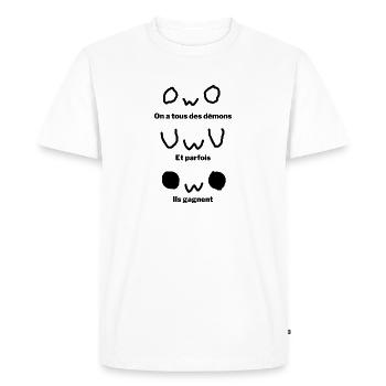 On a tous des démons - T-shirt Premium bio Homme - blanc - Devant - Nico (187cm)