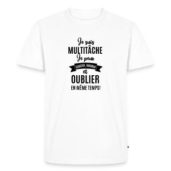 je suis multitâche - T-shirt Premium bio Homme - blanc - Devant - Nico (187cm)