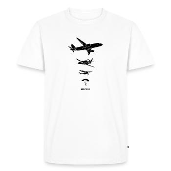 Le pilote et le parachutiste sont nés pour voler - T-shirt Premium bio Homme - blanc - Devant - Nico (187cm)