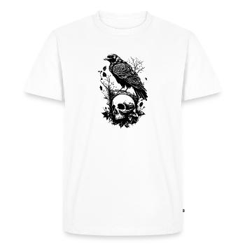 Raven Skull Forest Animal Bird Gothic Metal - Men's Premium Organic T-Shirt - white - Front - Nico (187cm)