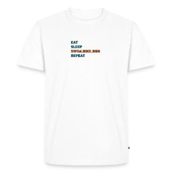 eatsleepswimbikerunrepeat - Men's Premium Organic T-Shirt - white - Front - Nico (187cm)