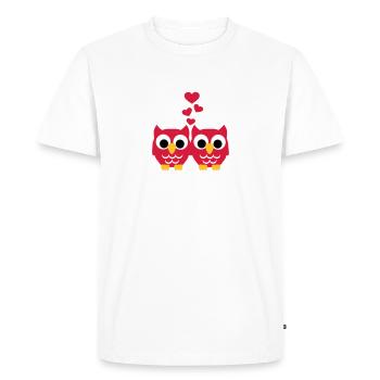 Chouette Hibou Amour - T-shirt Premium bio Homme - blanc - Devant - Nico (187cm)