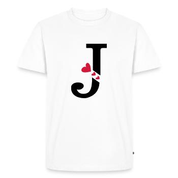 Capital lettre J avec des coeurs - T-shirt Premium bio Homme - blanc - Devant - Nico (187cm)