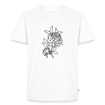 Line Art Rose - Men's Premium Organic T-Shirt - white - Front - Nico (187cm)