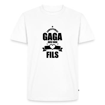 complètement gaga avec mon fils - T-shirt Premium bio Homme - blanc - Devant - Nico (187cm)