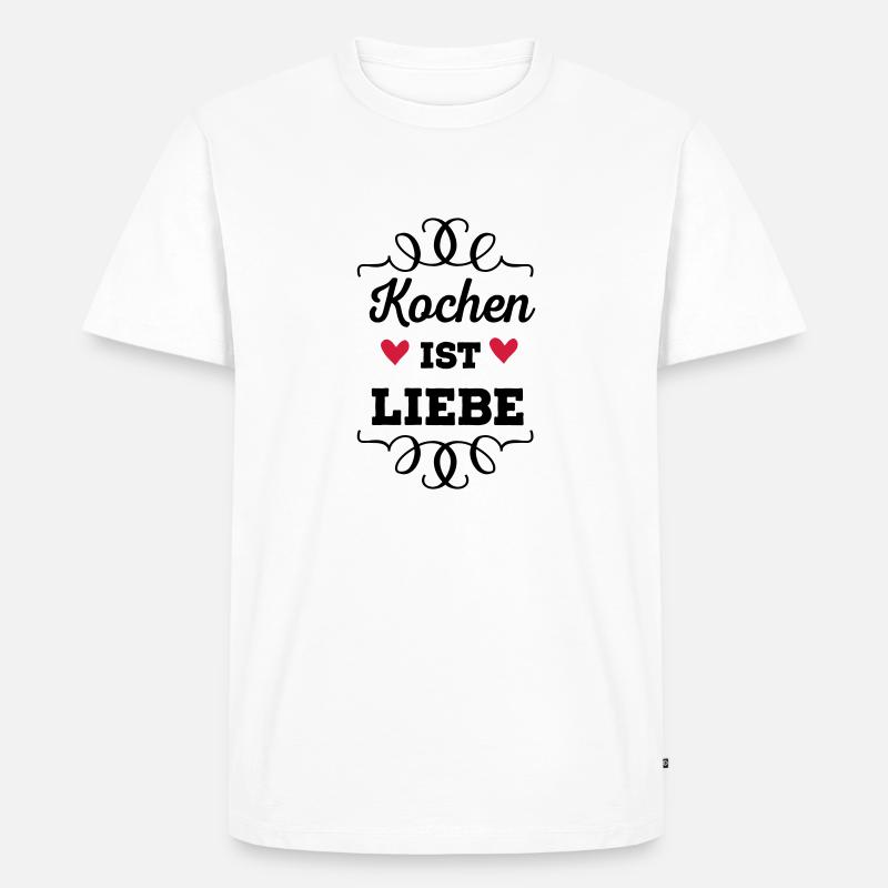 Kochen ist Liebe - Männer Premium Bio T-Shirt - Weiß