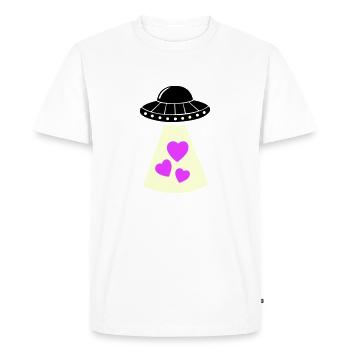 UFO Heart - Men's Premium Organic T-Shirt - white - Front - Nico (187cm)