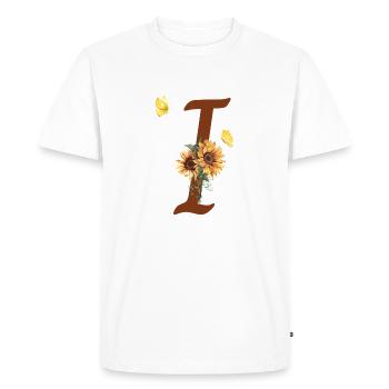 Lettre i tournesol papillon - T-shirt Premium bio Homme - blanc - Devant - Nico (187cm)