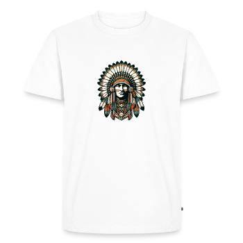 Timeless Vintage Chief - Honoring Tradition - Men's Premium Organic T-Shirt - white - Front - Nico (187cm)