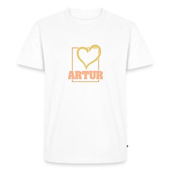 Artur comme un cœur - T-shirt Premium bio Homme - blanc - Devant - Nico (187cm)