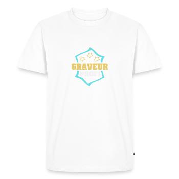 Gift for Engraver - Men's Premium Organic T-Shirt - white - Front - Nico (187cm)