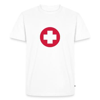 Kreuz - Männer Premium Bio T-Shirt - Weiß - Vorne - Nico (187cm)