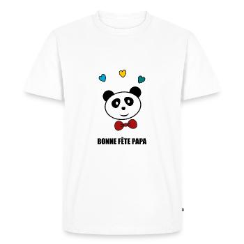 BONNE FÊTE PAPA. PAPA. FÊTE DES PÈRES. BONNE FÊTE - T-shirt Premium bio Homme - blanc - Devant - Nico (187cm)
