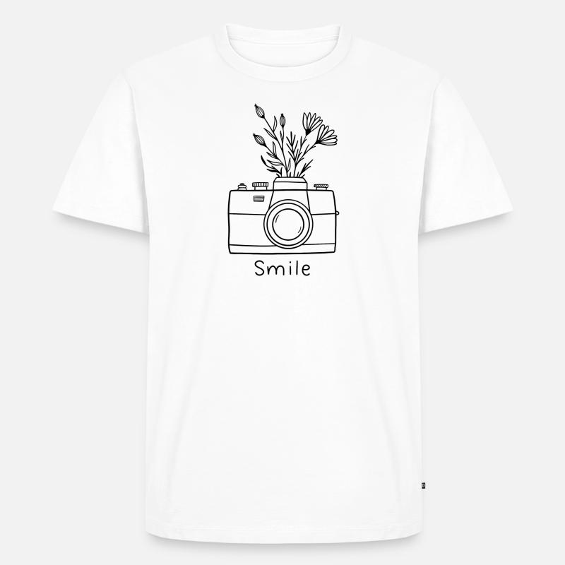Bitte lächeln - Männer Premium Bio T-Shirt - Weiß