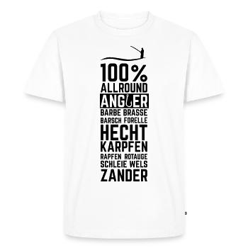 Dernier lancer 100% de pêche allround - T-shirt Premium bio Homme - blanc - Devant - Nico (187cm)