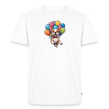 Chien avec des ballons colorés - T-shirt Premium bio Homme - blanc - Devant - Nico (187cm)