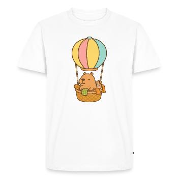 Capybara in a hot air balloon – sweet & relaxed 🎈 - Men's Premium Organic T-Shirt - white - Front - Nico (187cm)