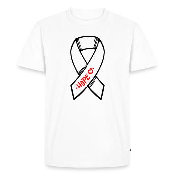 Espoir du cancer en boucle - T-shirt Premium bio Homme - blanc - Devant - Nico (187cm)