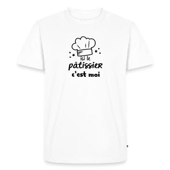 le pâtissier sans moustache - T-shirt Premium bio Homme - blanc - Devant - Nico (187cm)