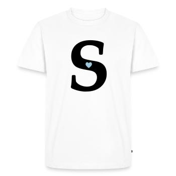 Lettre S Lettre initiale - T-shirt Premium bio Homme - blanc - Devant - Nico (187cm)