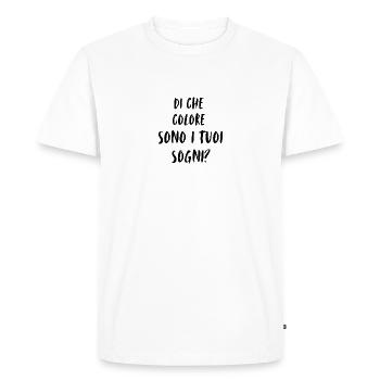 Di che colore sono i tuoi sogni ? Quelles couleurs... - T-shirt Premium bio Homme - blanc - Devant - Nico (187cm)