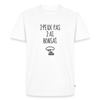 Bonsai / Bonsaika / Bonzai / Bonsaï / Bonzaï - T-shirt Premium bio Homme - blanc - Devant - Nico (187cm)