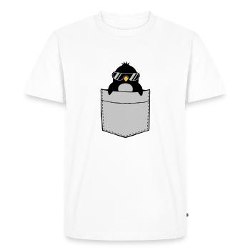 Penguin Shirt Chest Pocket - Men's Premium Organic T-Shirt - white - Front - Nico (187cm)