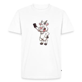 Friendly Smiling Cartoon Goat - Men's Premium Organic T-Shirt - white - Front - Nico (187cm)