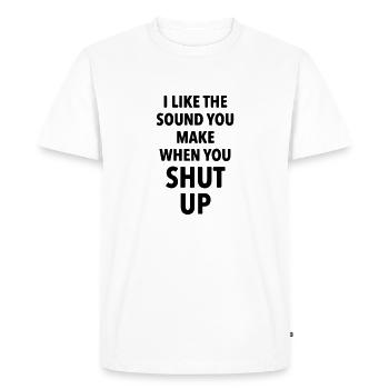 j'aime le son que tu fais quand tu te tais - T-shirt Premium bio Homme - blanc - Devant - Nico (187cm)
