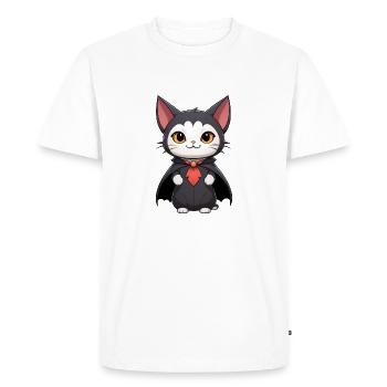 Halloween Chat vampire - T-shirt Premium bio Homme - blanc - Devant - Nico (187cm)