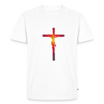 Christ en Croix - T-shirt Premium bio Homme - blanc - Devant - Nico (187cm)