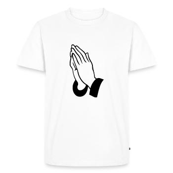 mains en prière - T-shirt Premium bio Homme - blanc - Devant - Nico (187cm)