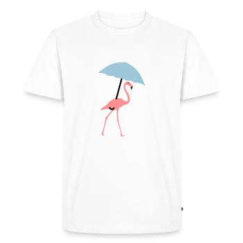 Flamingo, parapluie ou parasol - T-shirt Premium bio Homme - blanc - Devant - Nico (187cm)