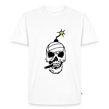 tete de mort volleyball bombe skull crane - T-shirt Premium bio Homme - blanc - Devant - Nico (187cm)