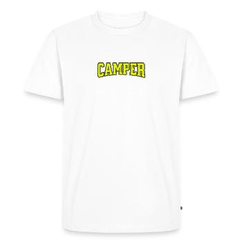 CAMPER Style Rétro Varsity - T-shirt Premium bio Homme - blanc - Devant - Nico (187cm)