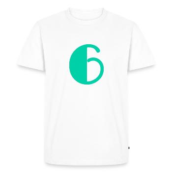 6. 6 ANS. 6e ANNIVERSAIRE. ANNIVERSAIRE 6 ANS - T-shirt Premium bio Homme - blanc - Devant - Nico (187cm)