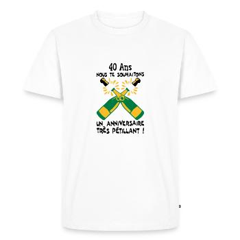 40 ans bouteille petillant anniversaire - T-shirt Premium bio Homme - blanc - Devant - Nico (187cm)