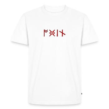 Odin runes police Germanic Vikings Celts rouge - T-shirt Premium bio Homme - blanc - Devant - Nico (187cm)