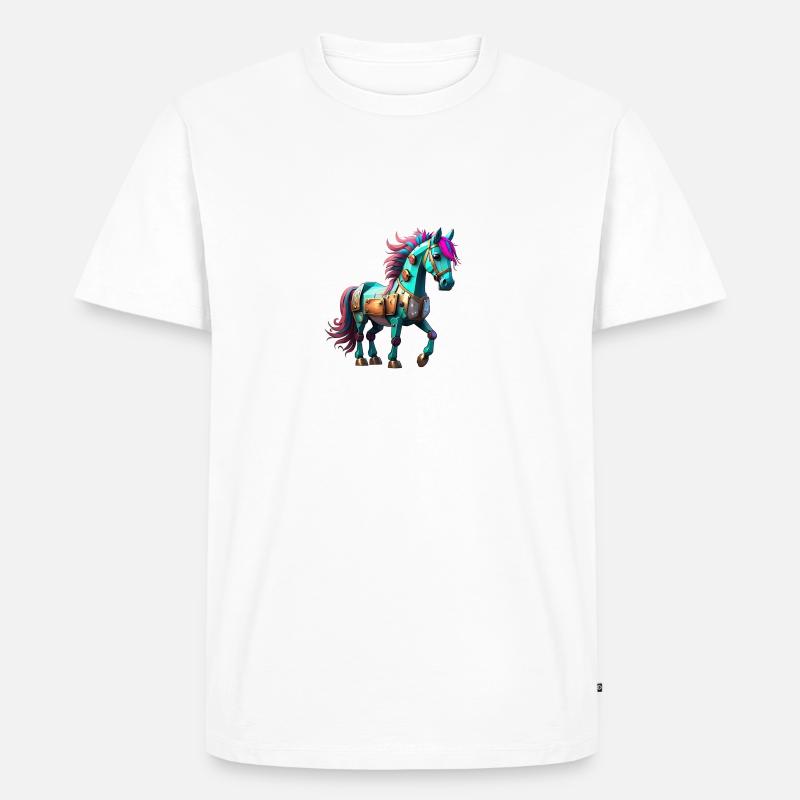 Roboter Pferd - Männer Premium Bio T-Shirt - Weiß