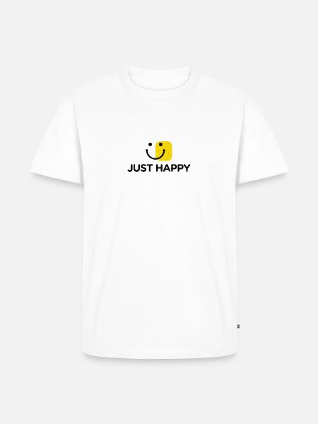 Just be happy - Männer Premium Bio T-Shirt - Weiß