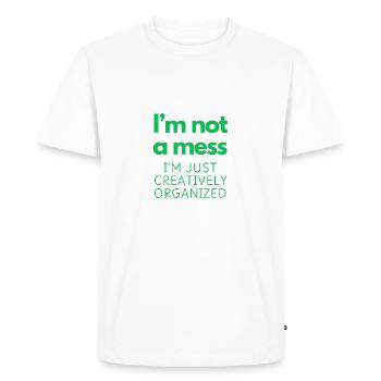 Je ne suis pas un désastre - T-shirt Premium bio Homme - blanc - Devant - Nico (187cm)