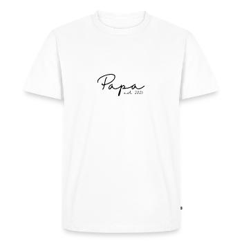 Papa est. 2025 / Nouveau papa / Enceinte - T-shirt Premium bio Homme - blanc - Devant - Nico (187cm)
