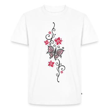 Vrille floral papillon fleurs d'été fleurs - T-shirt Premium bio Homme - blanc - Devant - Nico (187cm)