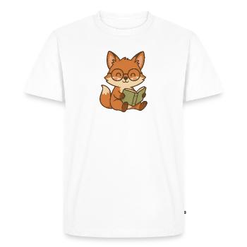 Cute fox book reader illustration - Men's Premium Organic T-Shirt - white - Front - Nico (187cm)