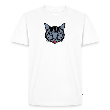 chat tire langue animal domestique 12 - T-shirt Premium bio Homme - blanc - Devant - Nico (187cm)