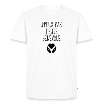 Volunteer Humanitarian Freiwilliger Bénévole - Men's Premium Organic T-Shirt - white - Front - Nico (187cm)